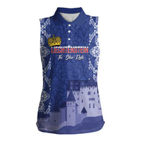 Custom Liechtenstein Football Women Sleeveless Polo Shirt Go Blue-Reds Gutenberg Castle