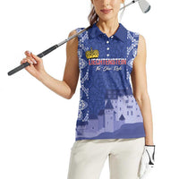 Custom Liechtenstein Football Women Sleeveless Polo Shirt Go Blue-Reds Gutenberg Castle