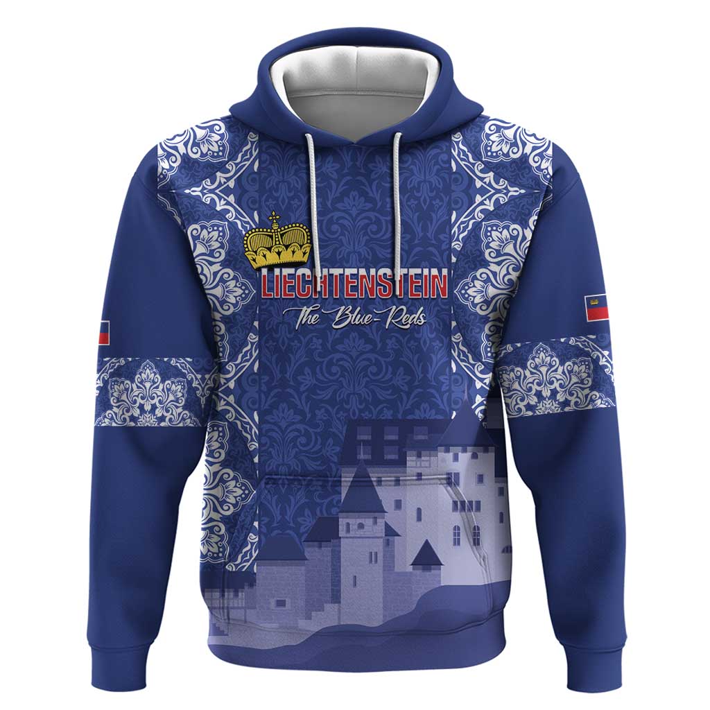 Custom Liechtenstein Football Zip Hoodie Go Blue-Reds Gutenberg Castle
