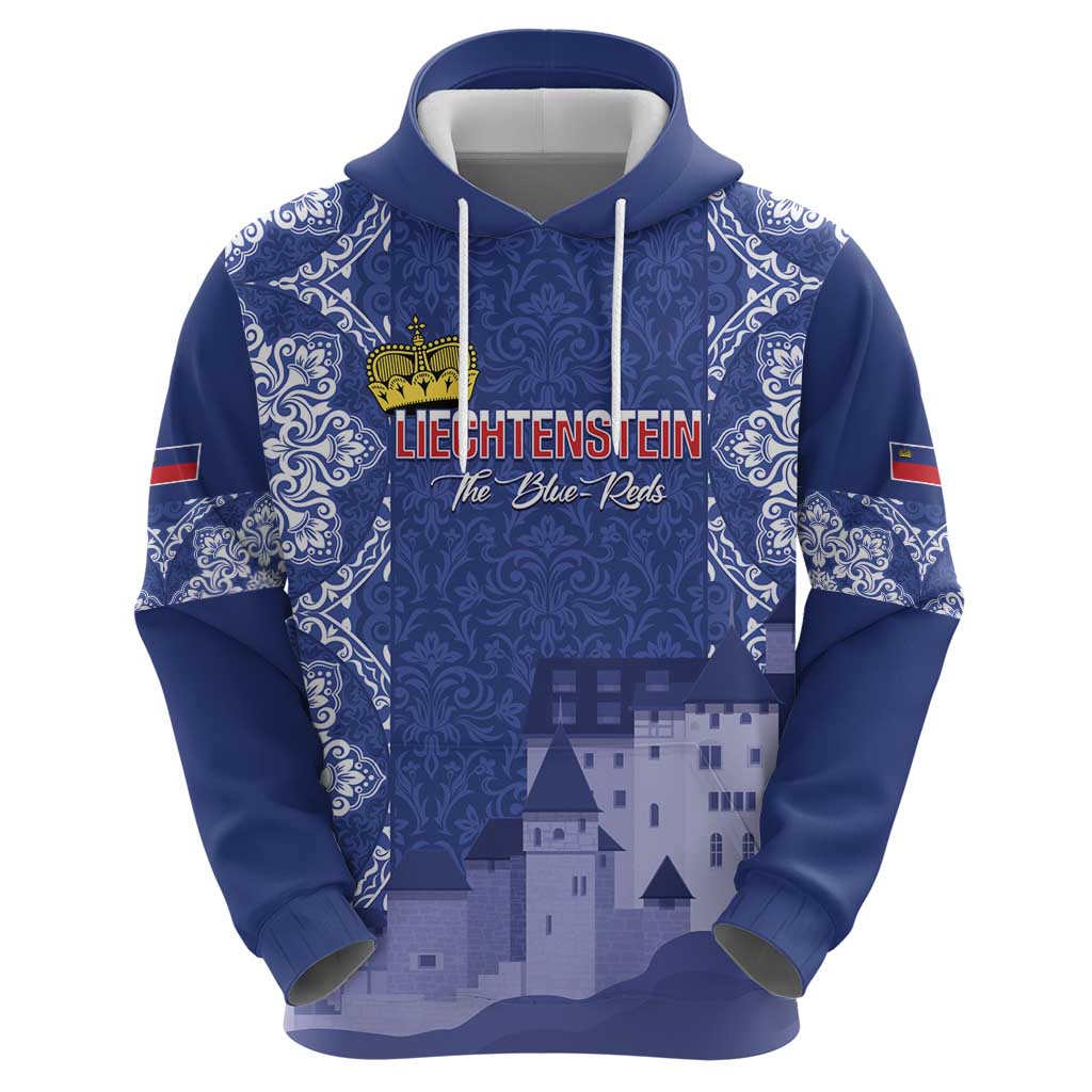 Custom Liechtenstein Football Zip Hoodie Go Blue-Reds Gutenberg Castle