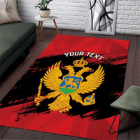Custom Montenegro Football Area Rug Hrabri Sokoli Grunge Style