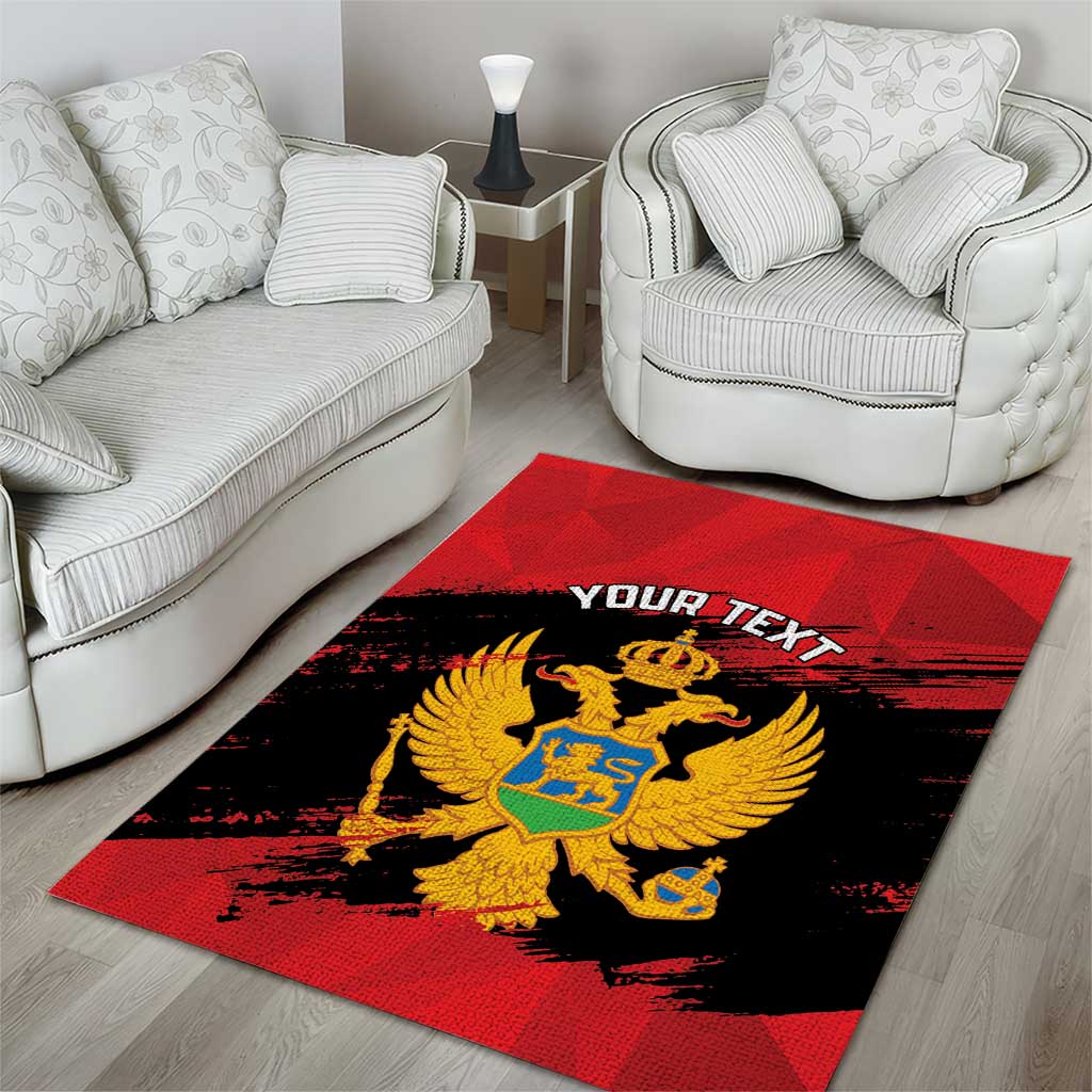 Custom Montenegro Football Area Rug Hrabri Sokoli Grunge Style