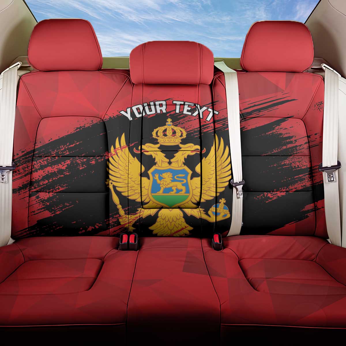 Custom Montenegro Football Back Car Seat Cover Hrabri Sokoli Grunge Style