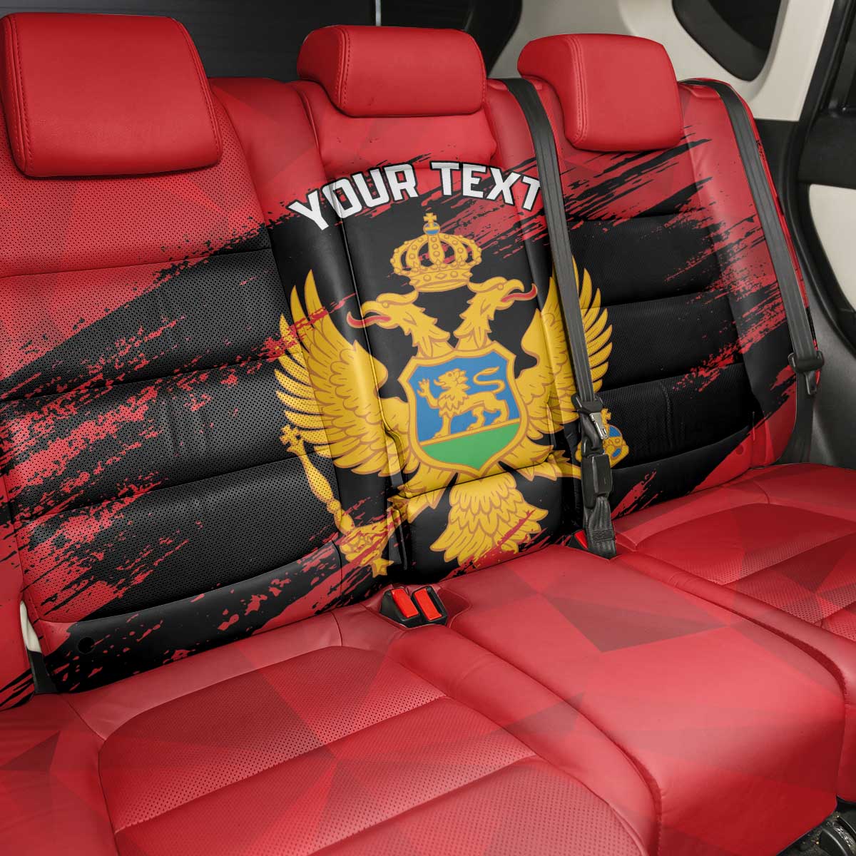 Custom Montenegro Football Back Car Seat Cover Hrabri Sokoli Grunge Style