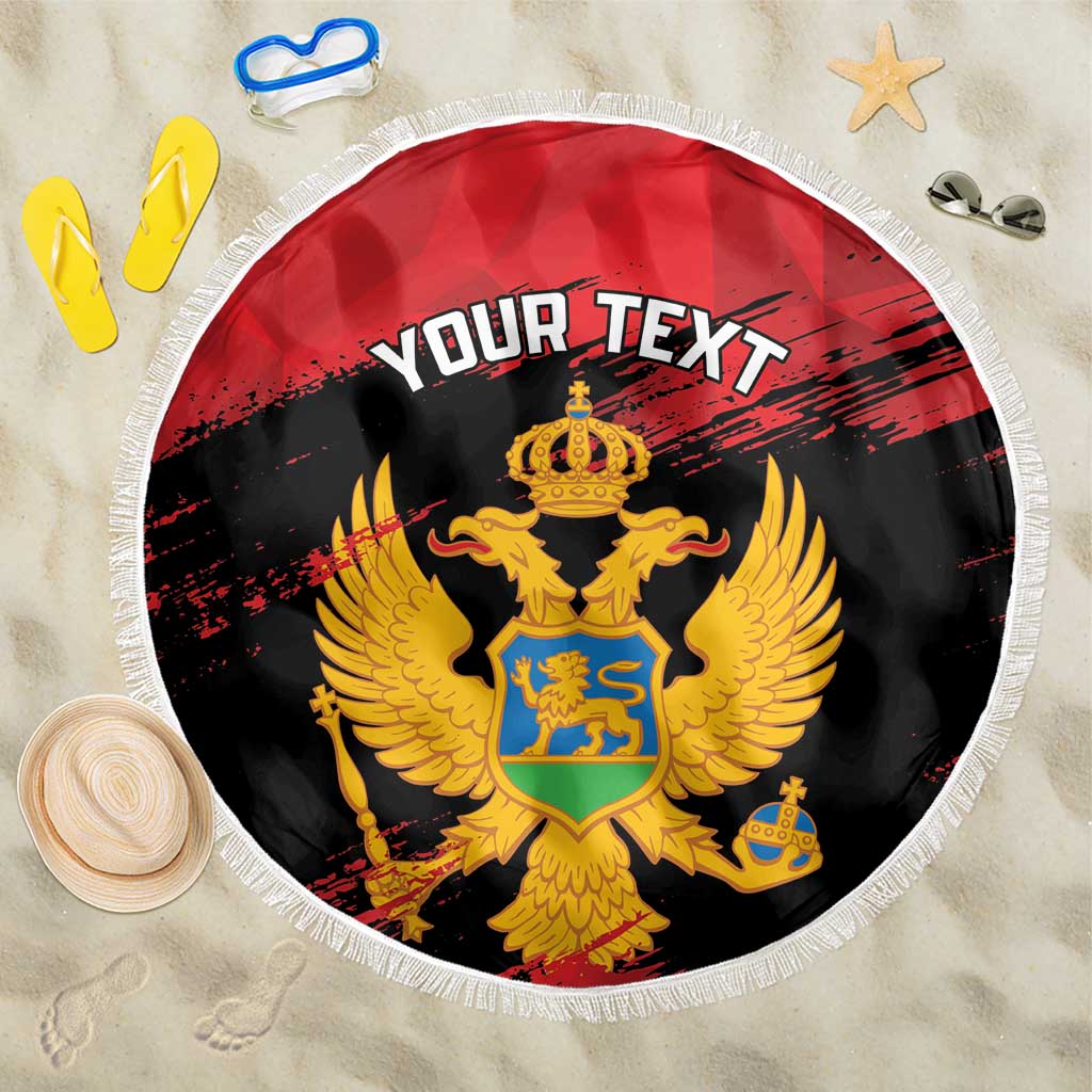 Custom Montenegro Football Beach Blanket Hrabri Sokoli Grunge Style