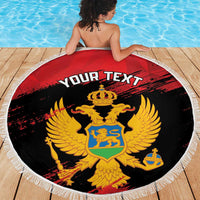 Custom Montenegro Football Beach Blanket Hrabri Sokoli Grunge Style