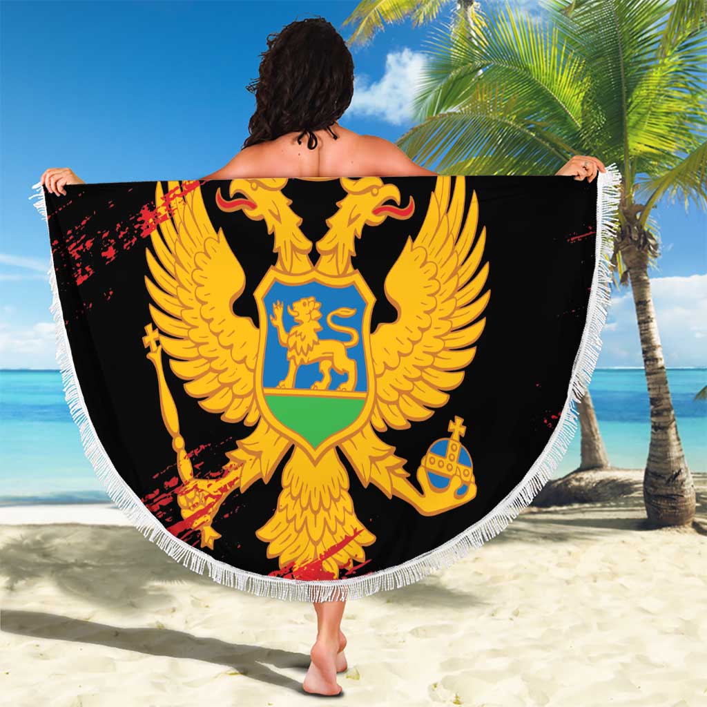 Custom Montenegro Football Beach Blanket Hrabri Sokoli Grunge Style
