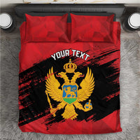 Custom Montenegro Football Bedding Set Hrabri Sokoli Grunge Style