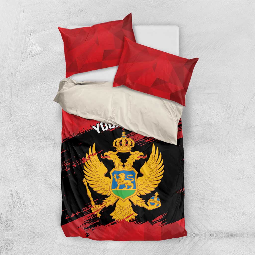 Custom Montenegro Football Bedding Set Hrabri Sokoli Grunge Style