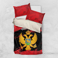 Custom Montenegro Football Bedding Set Hrabri Sokoli Grunge Style