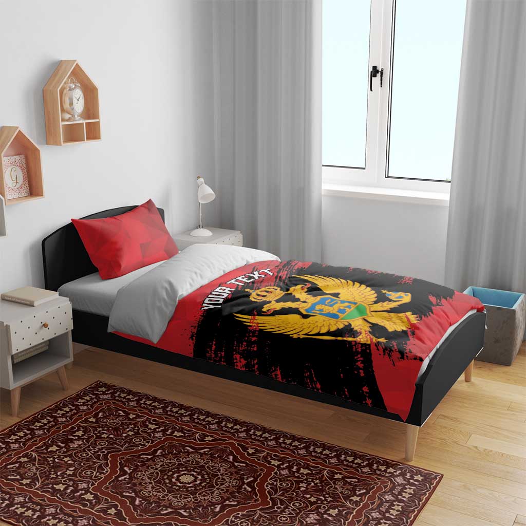 Custom Montenegro Football Bedding Set Hrabri Sokoli Grunge Style