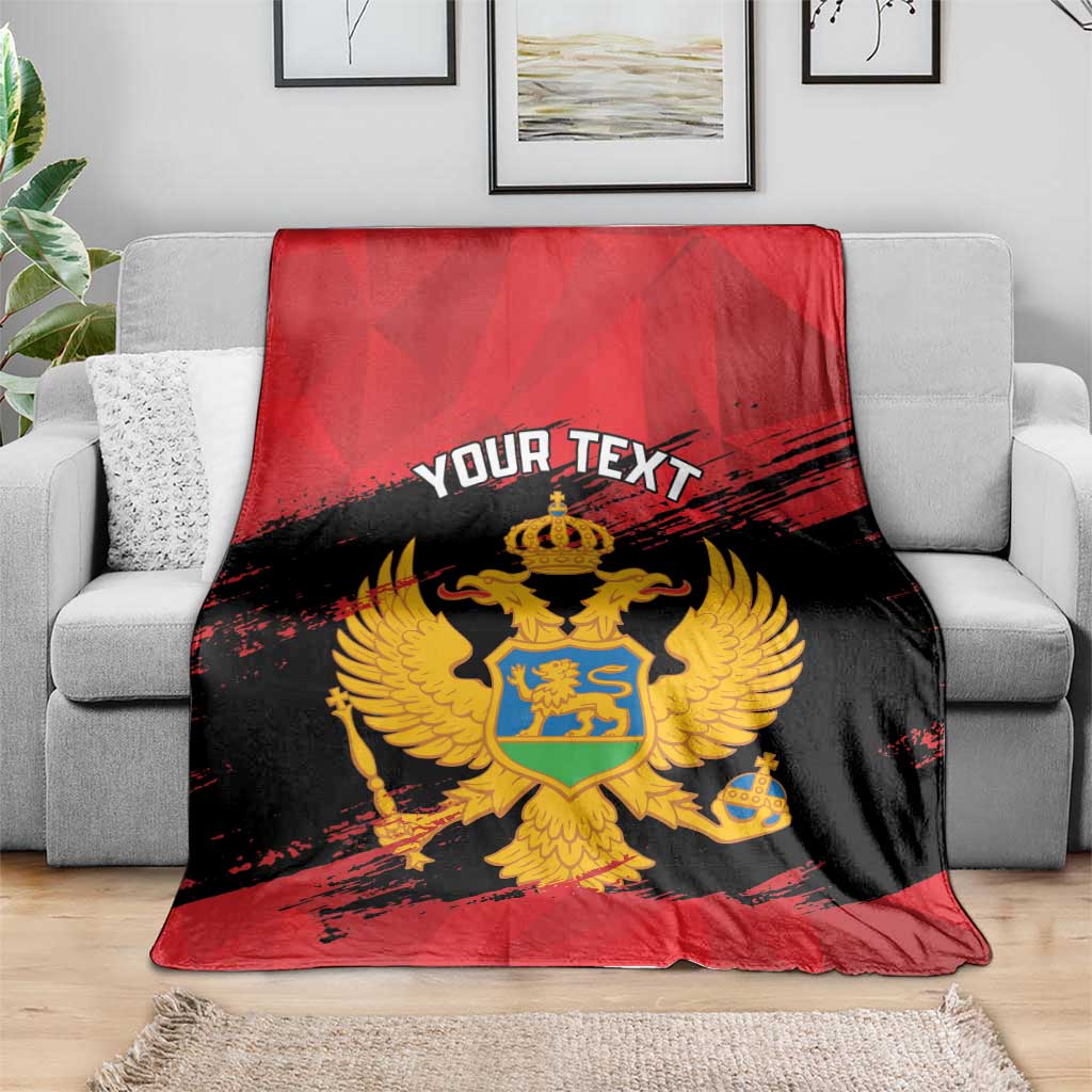 Custom Montenegro Football Blanket Hrabri Sokoli Grunge Style