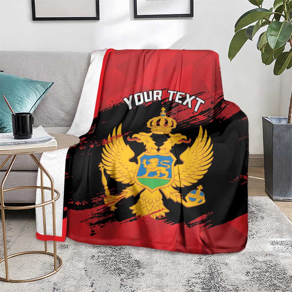 Custom Montenegro Football Blanket Hrabri Sokoli Grunge Style