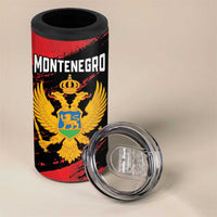 Custom Montenegro Football 4 in 1 Can Cooler Tumbler Hrabri Sokoli Grunge Style