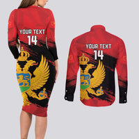 Custom Montenegro Football Couples Matching Long Sleeve Bodycon Dress and Long Sleeve Button Shirt Hrabri Sokoli Grunge Style