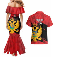 Custom Montenegro Football Couples Matching Mermaid Dress and Hawaiian Shirt Hrabri Sokoli Grunge Style