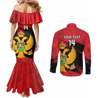 Custom Montenegro Football Couples Matching Mermaid Dress and Long Sleeve Button Shirt Hrabri Sokoli Grunge Style