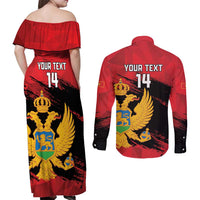 Custom Montenegro Football Couples Matching Off Shoulder Maxi Dress and Long Sleeve Button Shirt Hrabri Sokoli Grunge Style