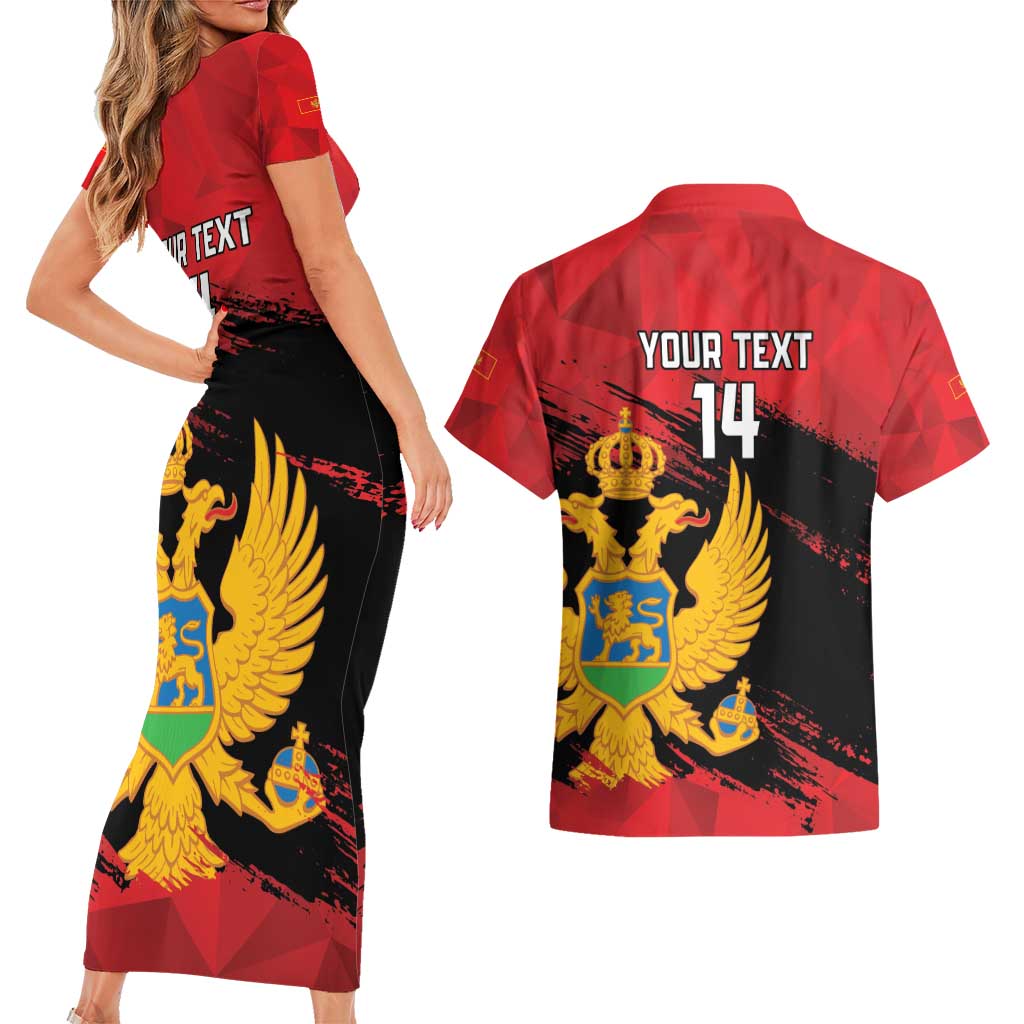 Custom Montenegro Football Couples Matching Short Sleeve Bodycon Dress and Hawaiian Shirt Hrabri Sokoli Grunge Style