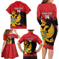 Custom Montenegro Football Family Matching Long Sleeve Bodycon Dress and Hawaiian Shirt Hrabri Sokoli Grunge Style