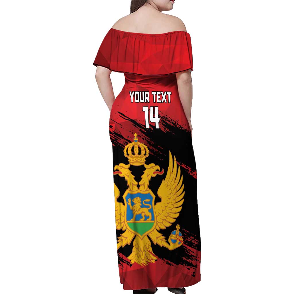 Custom Montenegro Football Family Matching Off Shoulder Maxi Dress and Hawaiian Shirt Hrabri Sokoli Grunge Style