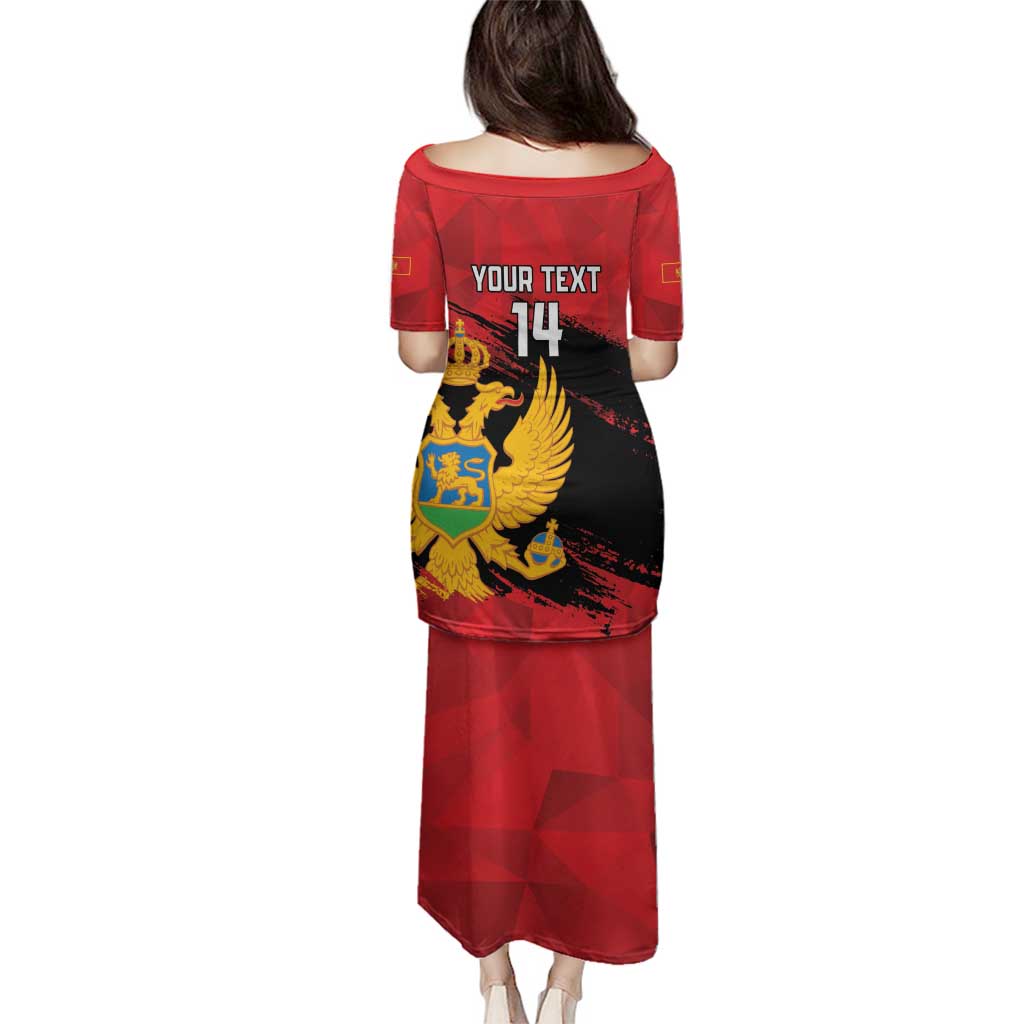 Custom Montenegro Football Family Matching Puletasi and Hawaiian Shirt Hrabri Sokoli Grunge Style