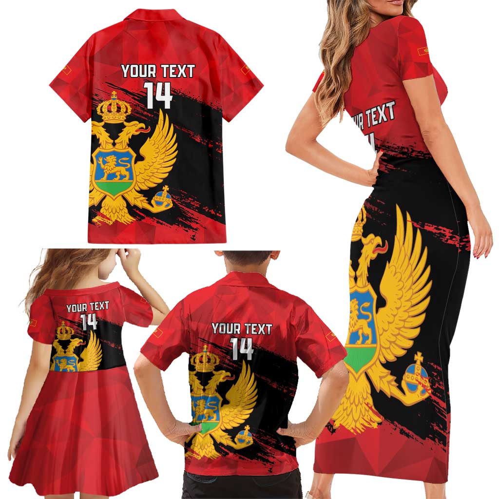 Custom Montenegro Football Family Matching Short Sleeve Bodycon Dress and Hawaiian Shirt Hrabri Sokoli Grunge Style