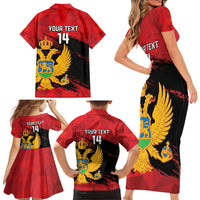 Custom Montenegro Football Family Matching Short Sleeve Bodycon Dress and Hawaiian Shirt Hrabri Sokoli Grunge Style