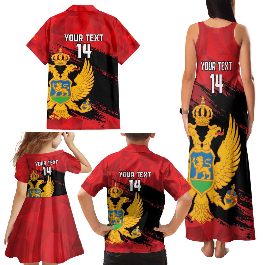Custom Montenegro Football Family Matching Tank Maxi Dress and Hawaiian Shirt Hrabri Sokoli Grunge Style