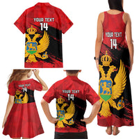 Custom Montenegro Football Family Matching Tank Maxi Dress and Hawaiian Shirt Hrabri Sokoli Grunge Style