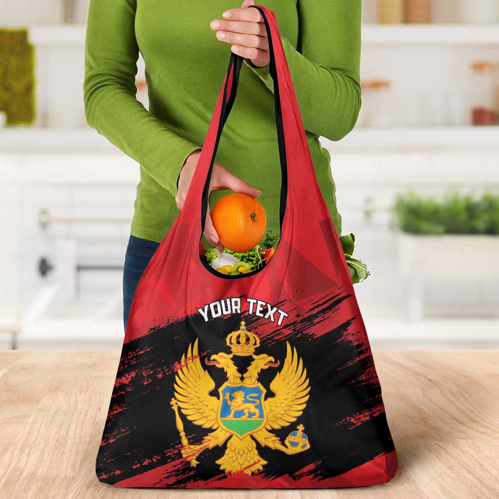Custom Montenegro Football Grocery Bag Hrabri Sokoli Grunge Style
