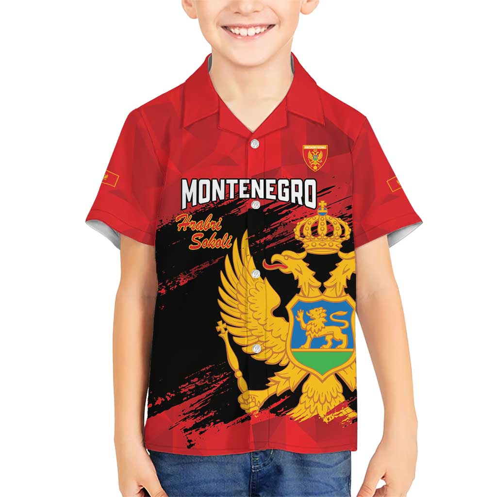 Custom Montenegro Football Hawaiian Shirt Hrabri Sokoli Grunge Style