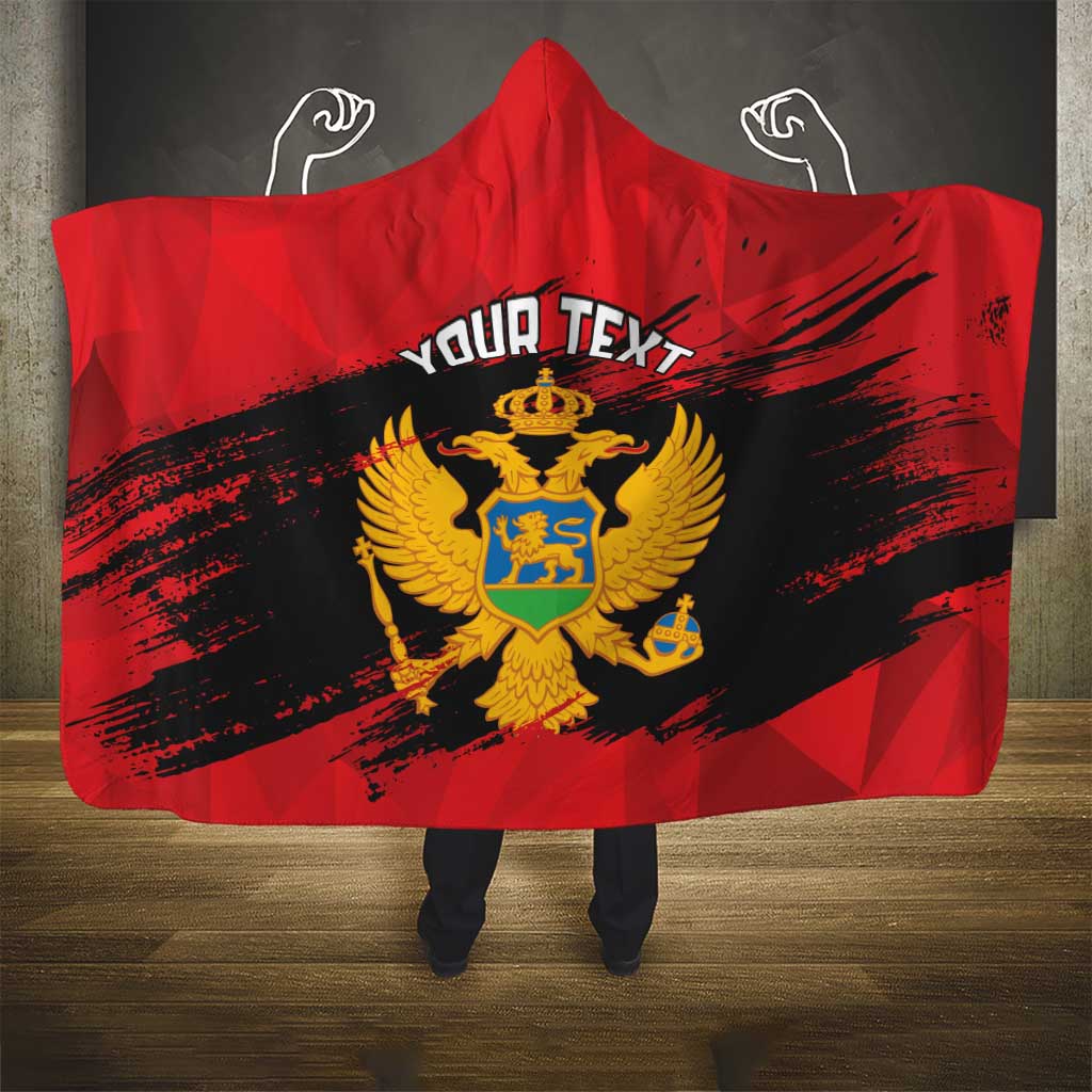Custom Montenegro Football Hooded Blanket Hrabri Sokoli Grunge Style