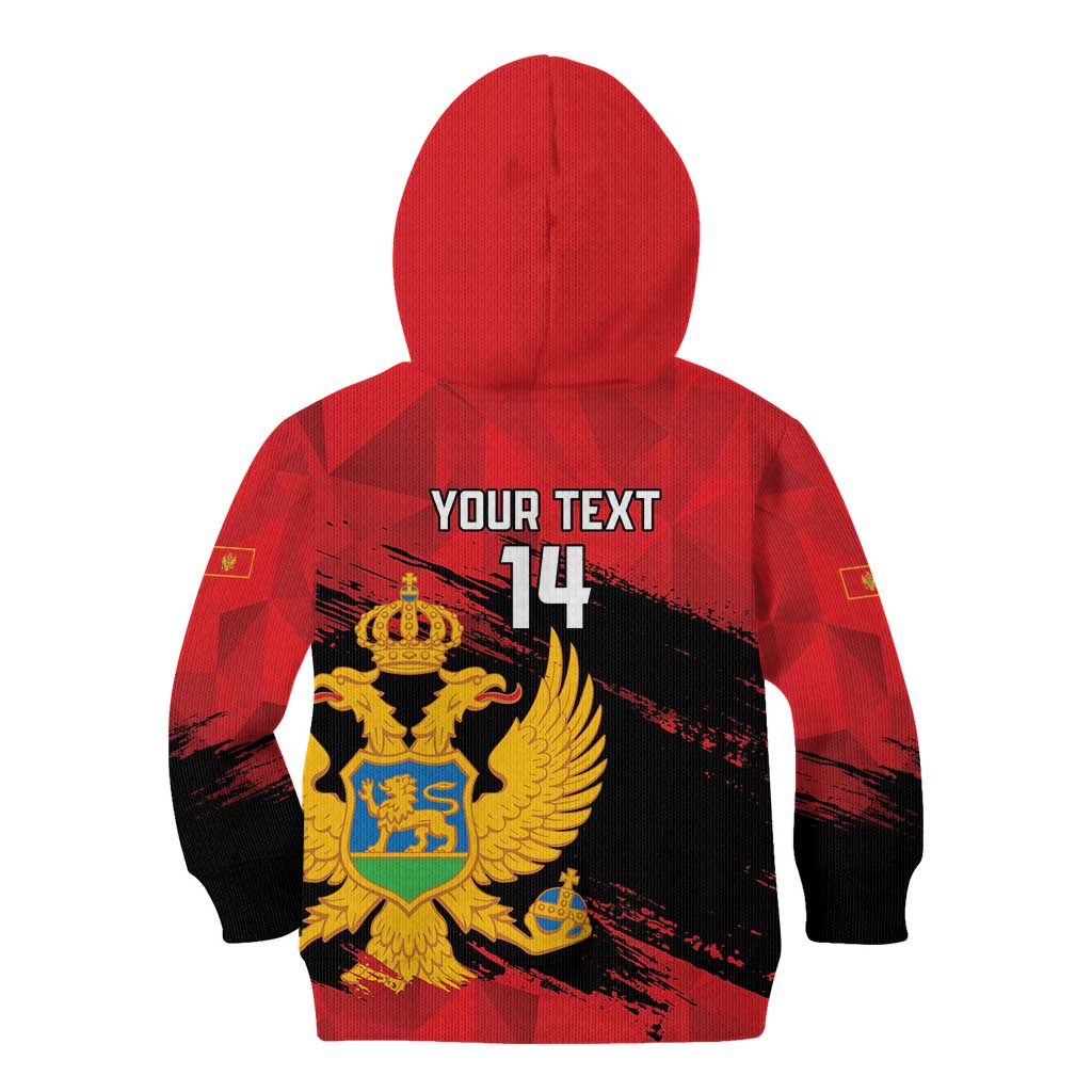 Custom Montenegro Football Kid Hoodie Hrabri Sokoli Grunge Style