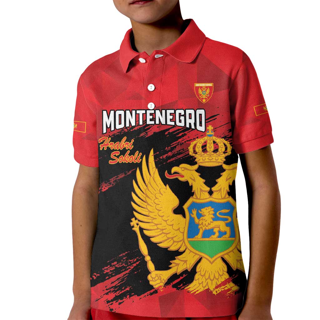 Custom Montenegro Football Kid Polo Shirt Hrabri Sokoli Grunge Style