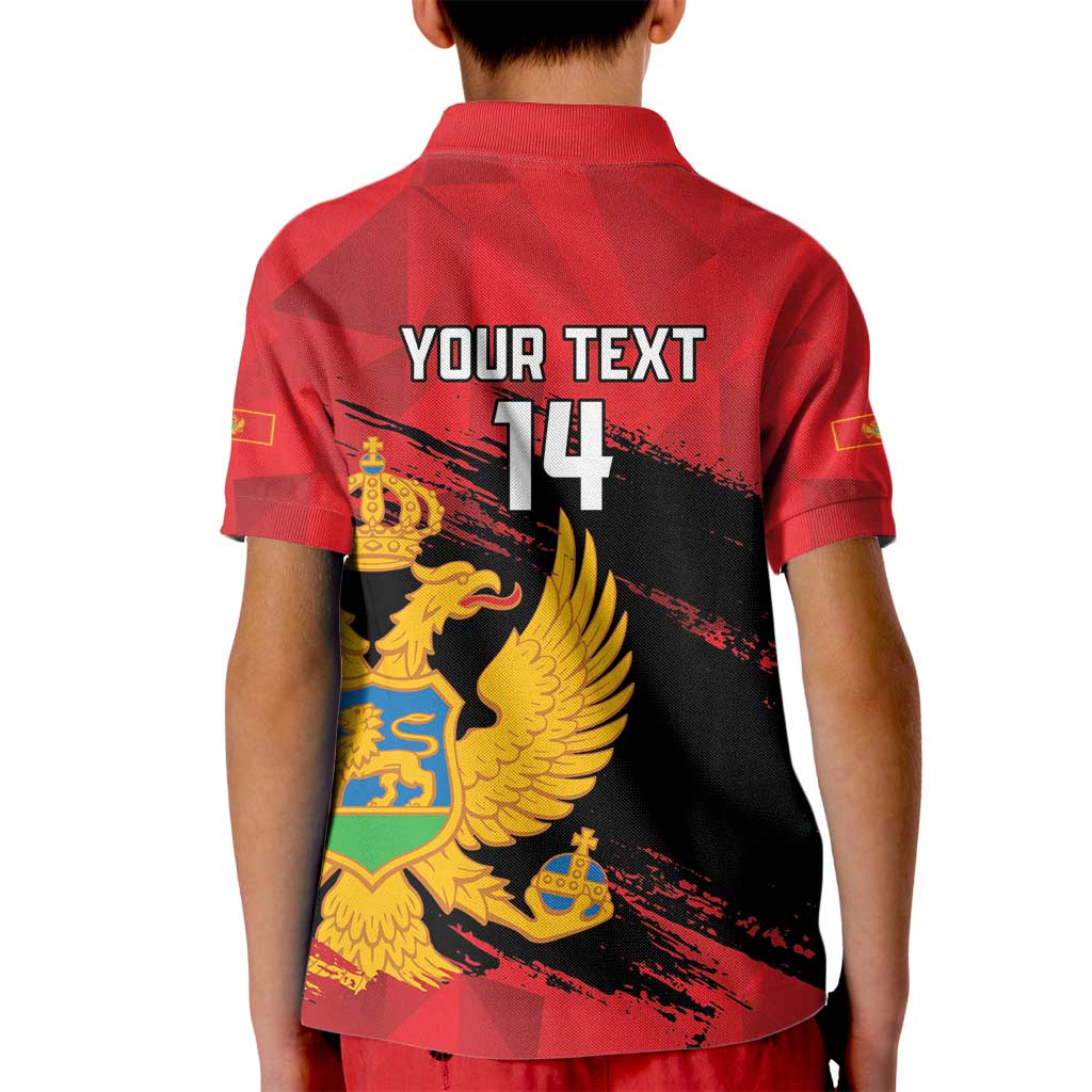 Custom Montenegro Football Kid Polo Shirt Hrabri Sokoli Grunge Style