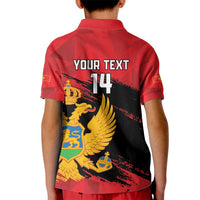 Custom Montenegro Football Kid Polo Shirt Hrabri Sokoli Grunge Style