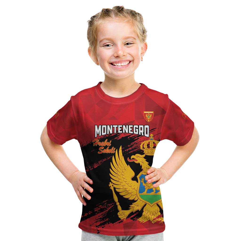 Custom Montenegro Football Kid T Shirt Hrabri Sokoli Grunge Style