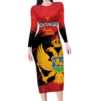 Custom Montenegro Football Long Sleeve Bodycon Dress Hrabri Sokoli Grunge Style