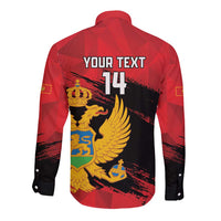 Custom Montenegro Football Long Sleeve Button Shirt Hrabri Sokoli Grunge Style