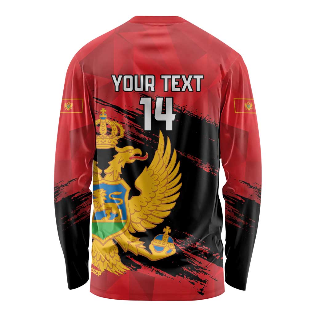 Custom Montenegro Football Long Sleeve Shirt Hrabri Sokoli Grunge Style