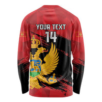 Custom Montenegro Football Long Sleeve Shirt Hrabri Sokoli Grunge Style