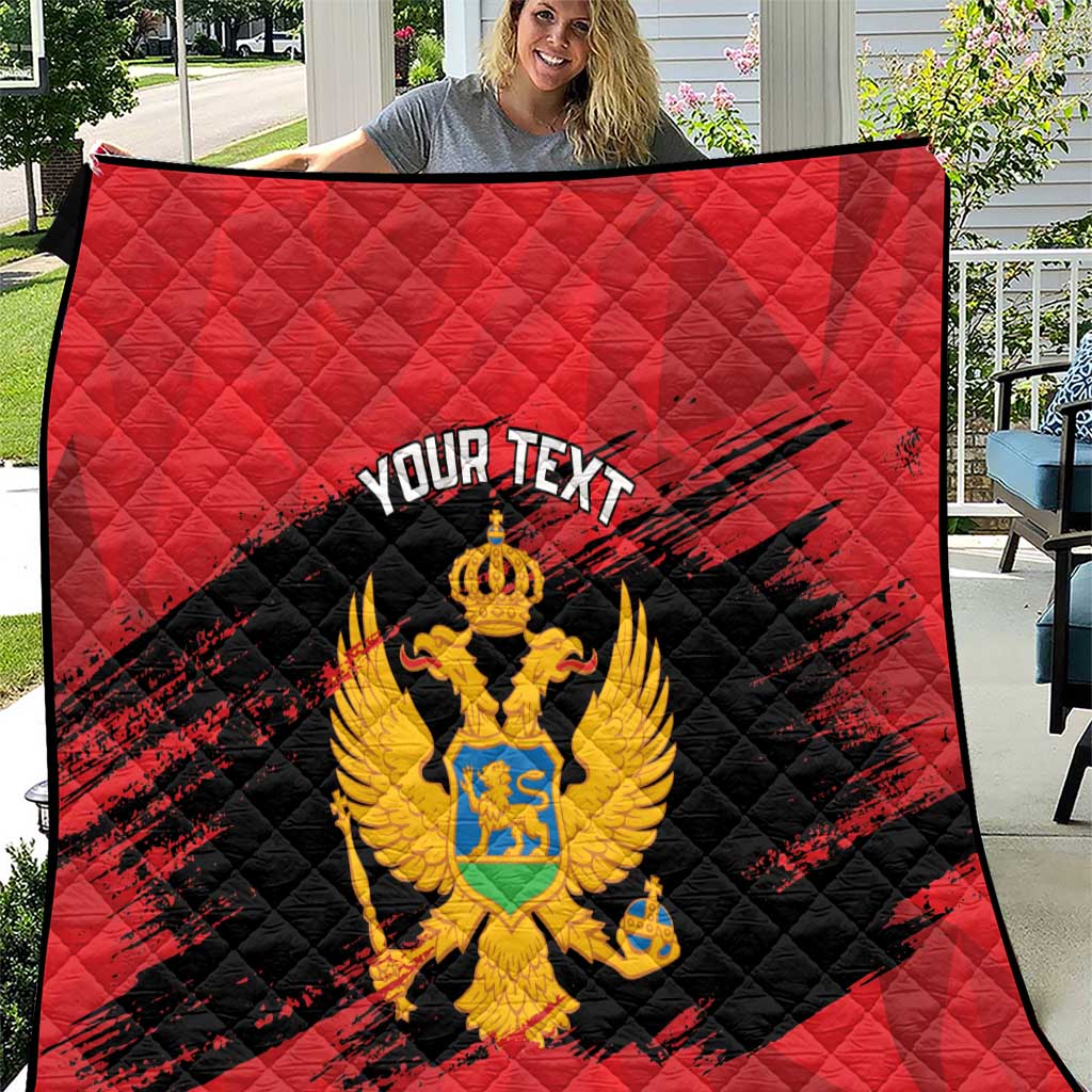 Custom Montenegro Football Quilt Hrabri Sokoli Grunge Style