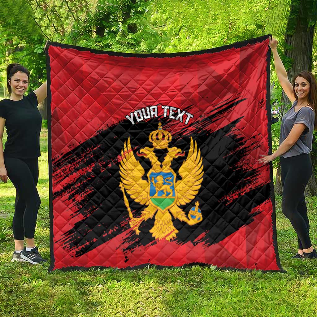 Custom Montenegro Football Quilt Hrabri Sokoli Grunge Style
