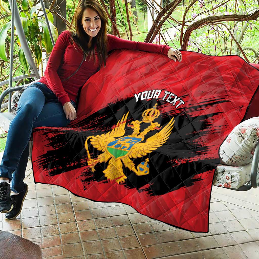 Custom Montenegro Football Quilt Hrabri Sokoli Grunge Style