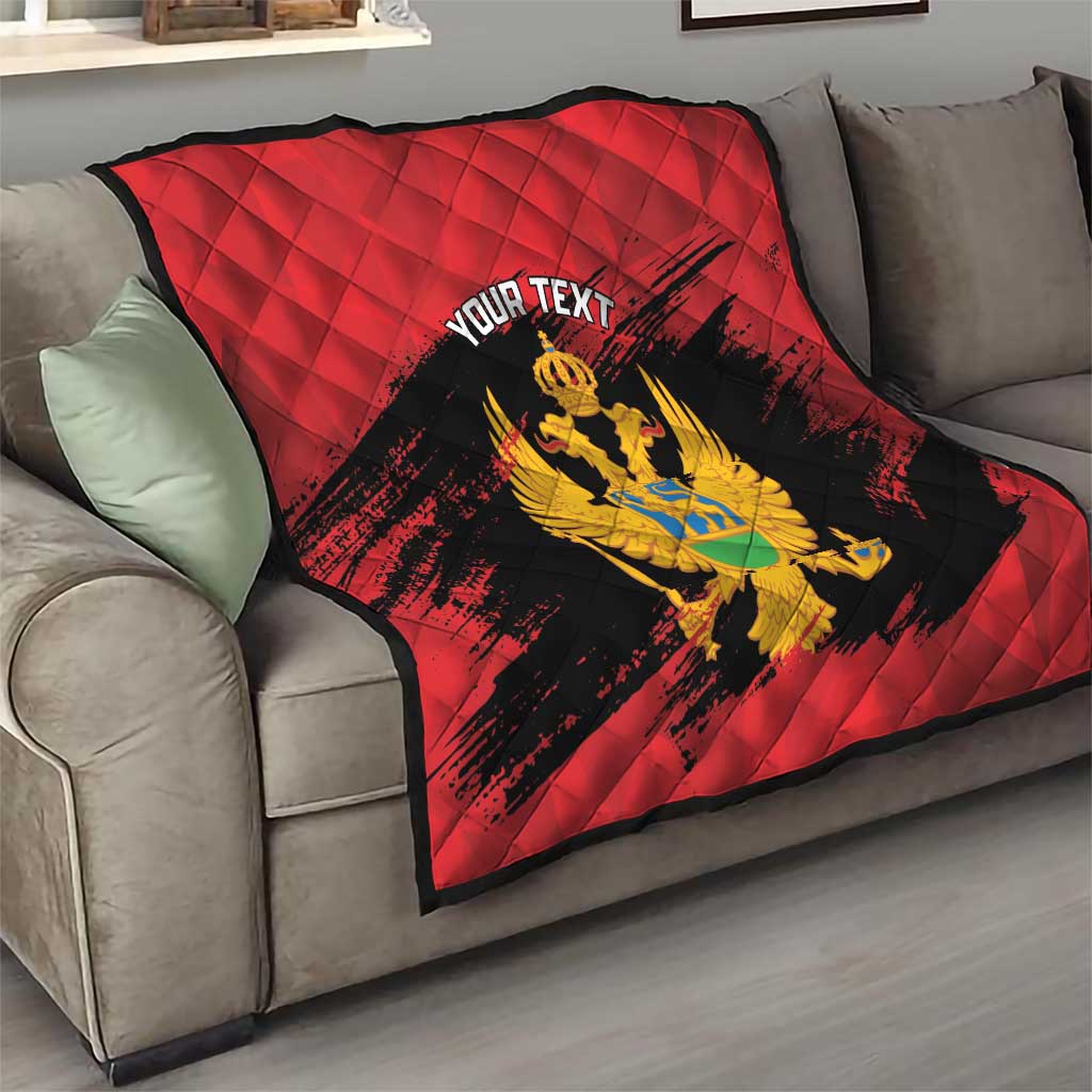 Custom Montenegro Football Quilt Hrabri Sokoli Grunge Style