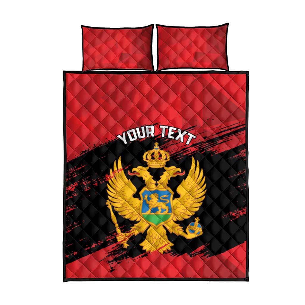 Custom Montenegro Football Quilt Bed Set Hrabri Sokoli Grunge Style