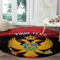Custom Montenegro Football Round Carpet Hrabri Sokoli Grunge Style