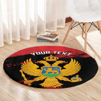 Custom Montenegro Football Round Carpet Hrabri Sokoli Grunge Style
