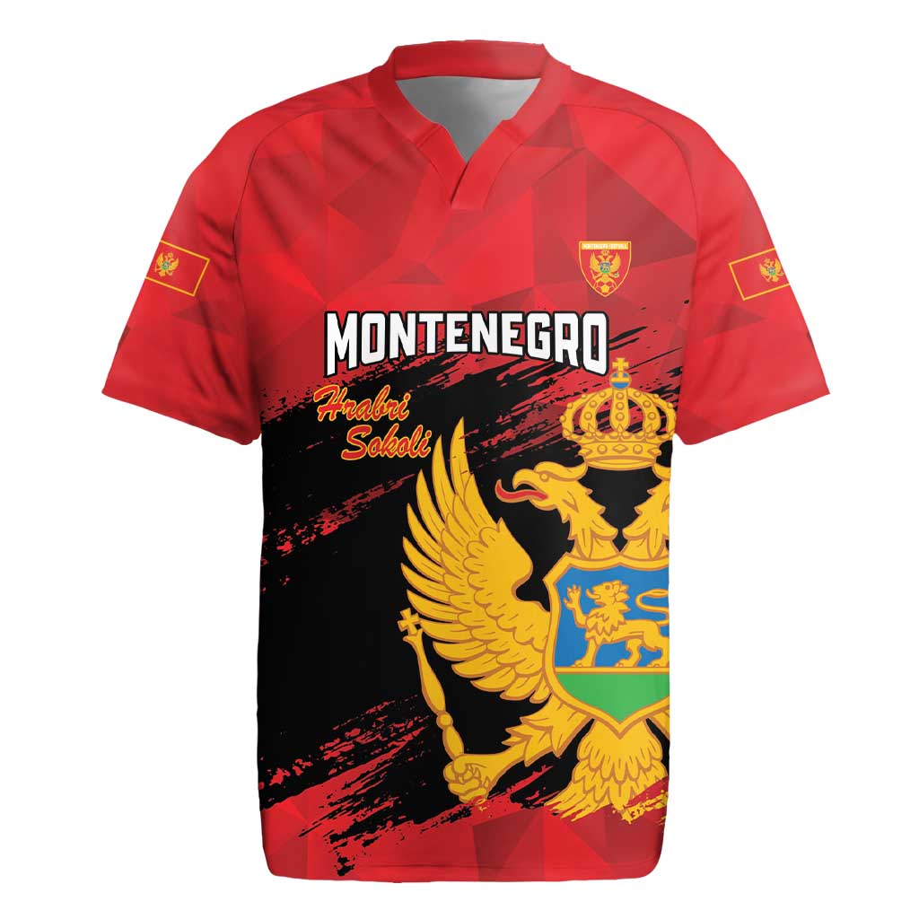 Custom Montenegro Football Rugby Jersey Hrabri Sokoli Grunge Style